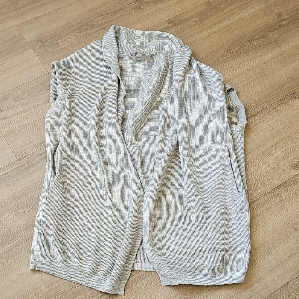 Athleta Light Gray Women's Sleeveless Cardigan Cotton Blend Oversized XS